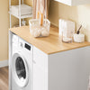 SoBuy BZR217-WW Mobile pentru spălarea garderobei de baie cu mașini cu coș de bonetic și sertar, pentru mașina de spălat și uscător, dulap de economisire a lemnului, alb, 100 × 60 × 90 cm