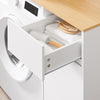 SoBuy BZR217-WN Dulap Mașină de Spălat – Mobilier de Baie cu Coș de Rufe și Sertar, pentru Mașini de Spălat și Uscătoare, Dulap pentru Mașina de Spălat din Lemn, Alb, 100 x 60 x 90 cm
