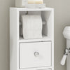 SoBuy BZR219-W Dulap de baie 20 x 20 cm, Dulap îngust pentru toaletă cu suport pentru hârtie igienică și ușă reversibilă, Depozitare compactă pentru toaletă cu sertar și raft reglabil