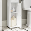 SoBuy BZR219-W Dulap de baie 20 x 20 cm, Dulap îngust pentru toaletă cu suport pentru hârtie igienică și ușă reversibilă, Depozitare compactă pentru toaletă cu sertar și raft reglabil