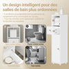 SoBuy BZR219-W Dulap de baie 20 x 20 cm, Dulap îngust pentru toaletă cu suport pentru hârtie igienică și ușă reversibilă, Depozitare compactă pentru toaletă cu sertar și raft reglabil