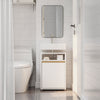 SoBuy BZR222-W Meuble sous Lavabo Étroit avec Découpe en U 40x60x30cm Salle de Bain | Petit Meuble Vasque, Rangement Bas pour Toilettes Invités et Petits Espaces, Finition Mat Blanc et Aspect Bois Blanc