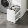 SoBuy BZR223-WN Meuble au-dessus du Lave-Linge 100×60×95 cm – Étendoir Coulissant, Panier à Linge, Sans Panneau Arrière, Blanc et Naturel