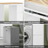 SoBuy BZR223-WN Meuble au-dessus du Lave-Linge 100×60×95 cm – Étendoir Coulissant, Panier à Linge, Sans Panneau Arrière, Blanc et Naturel