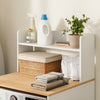 SoBuy BZR224-WN Meuble au-dessus du Lave-Linge 66×60×127 cm – Plan de Travail + Étagère avec Garde-Corps, Sans Panneau Arrière, Blanc et Naturel
