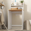 SoBuy BZR224-WN Meuble au-dessus du Lave-Linge 66×60×127 cm – Plan de Travail + Étagère avec Garde-Corps, Sans Panneau Arrière, Blanc et Naturel