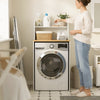SoBuy BZR224-WN Meuble au-dessus du Lave-Linge 66×60×127 cm – Plan de Travail + Étagère avec Garde-Corps, Sans Panneau Arrière, Blanc et Naturel