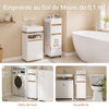 SoBuy BZR225-WN Colonne de Salle de Bain sur Roulettes avec Tiroir – Porte et Étagère, Rangement Vertical – 33×30×91 cm, Blanc