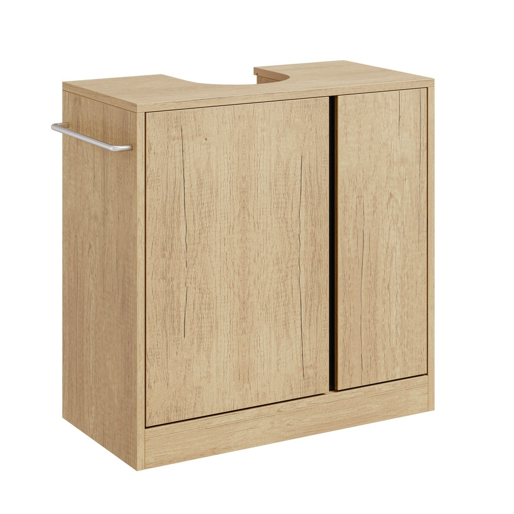 SoBuy BZR235-N Meuble sous-Vasque à Poser 60 cm – Meuble sous Lavabo Chêne Clair Style Scandinave avec Porte-Serviette Intégré – 60×30×60 cm, Charge 30 kg