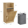 SoBuy BZR236-E-N Meuble de Salle de Bain avec Panier à Linge Basculant – Placard Étroit Gain de Place avec Éclairage LED à Détecteur, Effet Chêne Clair – 40×30×90 cm, Charge 30 kg