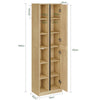 SoBuy BZR237-E-N Colonne de Salle de Bain Étroite avec Éclairage – Armoire Haute Effet Chêne Clair, 10 Étagères, pour Petit Espace – 50×30×180 cm, Charge 120 kg