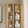 SoBuy BZR237-E-N Colonne de Salle de Bain Étroite avec Éclairage – Armoire Haute Effet Chêne Clair, 10 Étagères, pour Petit Espace – 50×30×180 cm, Charge 120 kg