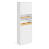 SoBuy BZR241-E-W Colonne de Salle de Bain Blanche avec Éclairage Intégré – 3 Portes, Panier à Linge Dissimulé, Style Scandinave – 60×30×180 cm, Charge 85 kg