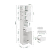 SoBuy BZR242-W Armoire Haute de Salle de Bain Blanche avec 2 Tiroirs – Meuble Haut Gain de Place 30 cm, 5 Étagères – 30×30×180 cm, Charge 37 kg
