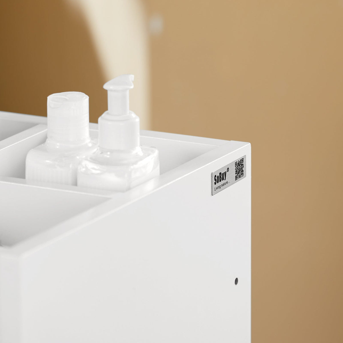 SoBuy BZR29-W Meuble Salle de Bain Petit Espace 30 cm – 3 Tiroirs et Porte-Serviettes Réversible, Blanc