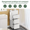 SoBuy BZR29-W Dulap de baie pentru spații mici 30 cm – 3 sertare și suport reversibil pentru prosoape, alb