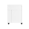 SoBuy BZR31-W Dulap de baie îngust cu roți – Mobilier de baie cu uși glisante – Dulap lateral versatil pentru spații mici, 52 x 68 x 17 cm, Alb