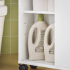 SoBuy BZR31-W Dulap de baie îngust cu roți – Mobilier de baie cu uși glisante – Dulap lateral versatil pentru spații mici, 52 x 68 x 17 cm, Alb