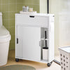 SoBuy BZR31-W Dulap de baie îngust cu roți – Mobilier de baie cu uși glisante – Dulap lateral versatil pentru spații mici, 52 x 68 x 17 cm, Alb