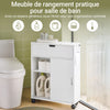 SoBuy BZR31-W Dulap de baie îngust cu roți – Mobilier de baie cu uși glisante – Dulap lateral versatil pentru spații mici, 52 x 68 x 17 cm, Alb