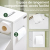 SoBuy BZR31-W Dulap de baie îngust cu roți – Mobilier de baie cu uși glisante – Dulap lateral versatil pentru spații mici, 52 x 68 x 17 cm, Alb