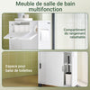 SoBuy BZR31-W Dulap de baie îngust cu roți – Mobilier de baie cu uși glisante – Dulap lateral versatil pentru spații mici, 52 x 68 x 17 cm, Alb