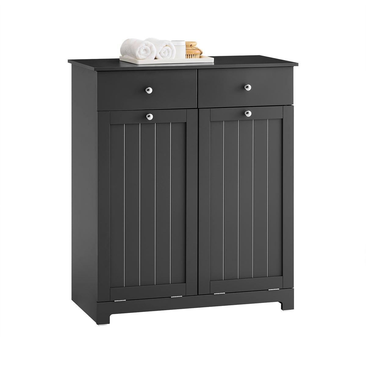 SoBuy BZR33-II-SCH Meuble Salle de Bain avec Panier à Linge Armoire de Rangement 2 Tiroirs et Grande Capacité Sacs à Linge, I