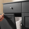 SoBuy BZR33-II-SCH Dulap de baie cu coș de rufe, Dulap de depozitare cu 2 sertare și saci de rufe de mare capacitate, Ideal pentru baie, spălătorie, apartament L78xP38xH91cm, negru
