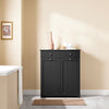 SoBuy BZR33-II-SCH Dulap de baie cu coș de rufe, Dulap de depozitare cu 2 sertare și saci de rufe de mare capacitate, Ideal pentru baie, spălătorie, apartament L78xP38xH91cm, negru