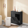 SoBuy BZR33-II-SCH Dulap de baie cu coș de rufe, Dulap de depozitare cu 2 sertare și saci de rufe de mare capacitate, Ideal pentru baie, spălătorie, apartament L78xP38xH91cm, negru
