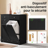 SoBuy BZR33-II-SCH Dulap de baie cu coș de rufe, Dulap de depozitare cu 2 sertare și saci de rufe de mare capacitate, Ideal pentru baie, spălătorie, apartament L78xP38xH91cm, negru