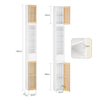 SoBuy BZR34-BW Dulap-coloană din Bambus Stil Natural – Mobilier WC Îngust 20 cm, Ventilat, Alb