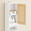 SoBuy BZR34-BW Dulap-coloană din Bambus Stil Natural – Mobilier WC Îngust 20 cm, Ventilat, Alb