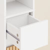 SoBuy BZR34-BW Dulap-coloană din Bambus Stil Natural – Mobilier WC Îngust 20 cm, Ventilat, Alb