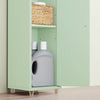 SoBuy BZR34-II-GR Meuble Colonne Salle de Bain, Armoire de Rangement Étroite avec Tiroir et Étagères Réglables - Meuble Salle de Bain Compact pour WC, Petits Espaces - Vert clair, MDF, 20x20x180cm