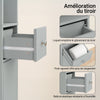 SoBuy BZR34-II-HG Dulap-coloană de baie de 20 cm - Dulap de depozitare îngust cu sertar și rafturi reglabile - Dulap de baie compact pentru WC, spații mici Gri MDF, 20x20x180cm