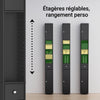 SoBuy BZR34-II-SCH Dulap înalt de baie, îngust, rezistent la umiditate, dulap vertical de depozitare cu 4 rafturi reglabile + 1 sertar, multifuncțional pentru living, dormitor, birou, negru, 20x20x180cm