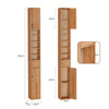 SoBuy BZR34-II-SH Coloană de baie ultra-îngustă din pin masiv, 4 rafturi reglabile și 1 sertar, anti-răsturnare, 25 kg – 20x20x180 cm, Culoare Lemn