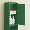 SoBuy BZR34-II-SY Dulap înalt de baie, dulap de depozitare îngust cu sertar și rafturi reglabile - Dulap de baie compact pentru toaletă, spații mici - Verde închis, MDF, 20x20x180cm