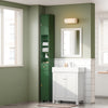 SoBuy BZR34-II-SY Dulap înalt de baie, dulap de depozitare îngust cu sertar și rafturi reglabile - Dulap de baie compact pentru toaletă, spații mici - Verde închis, MDF, 20x20x180cm
