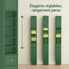 SoBuy BZR34-II-SY Dulap înalt de baie, dulap de depozitare îngust cu sertar și rafturi reglabile - Dulap de baie compact pentru toaletă, spații mici - Verde închis, MDF, 20x20x180cm