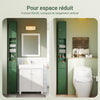 SoBuy BZR34-II-SY Dulap înalt de baie, dulap de depozitare îngust cu sertar și rafturi reglabile - Dulap de baie compact pentru toaletă, spații mici - Verde închis, MDF, 20x20x180cm