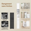 SoBuy BZR34-II-W Coloană de baie 20 cm - Dulap de depozitare îngust cu sertar și rafturi reglabile - Dulap de baie compact pentru WC, spații mici, MDF, Alb, 20x20x180cm