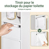 SoBuy BZR34-K-W Dulap de Baie Coloană de Depozitare Mobilier Înalt, Îngust, cu Ușă și Sertar, Rezistent la Umiditate - Depozitare Compactă pentru Toaletă și WC 20x20x145cm