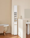 SoBuy BZR34-WN Dulap Îngust 20 cm – Coloană WC Salvare Spațiu 180 cm, 2 Uși și 1 Sertar, Alb-Natur