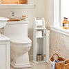 SoBuy BZR53-W Suport Hârtie Igienică Dulap Toaletă Suport Perie WC Mobilier de Baie pe Picior din Lemn, 20x18x79 cm