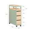 SoBuy BZR54-GR Meuble Salle de Bain à roulettes, Armoire de Salle de Bain Étroit avec 3 Tiroirs et Étagère Réglable, Petit Meuble WC en Bois pour Toilette, Vert, 65x24x82cm