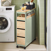 SoBuy BZR54-GR Meuble Salle de Bain à roulettes, Armoire de Salle de Bain Étroit avec 3 Tiroirs et Étagère Réglable, Petit Meuble WC en Bois pour Toilette, Vert, 65x24x82cm