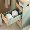 SoBuy BZR54-II-GR Meuble Salle de Bain à Roulettes Vert et Hévéa, 3 Tiroirs et Niche Ouverte, Slim 23cm, 40kg – 65x23x82 cm