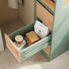 SoBuy BZR54-II-GR Meuble Salle de Bain à Roulettes Vert et Hévéa, 3 Tiroirs et Niche Ouverte, Slim 23cm, 40kg – 65x23x82 cm